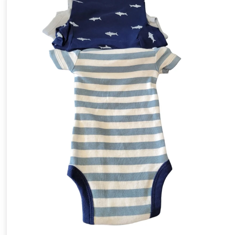 Preemie baby boy shark bodysuits